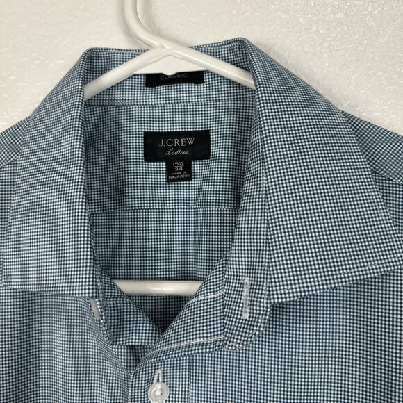 J Crew Ludlow Classic Fit Shirt Mens 34 15 1/2 Green Check Button Up Classic - Picture 3 of 11